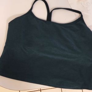 Beyond yoga deep forest green racer back crop tank size medium
